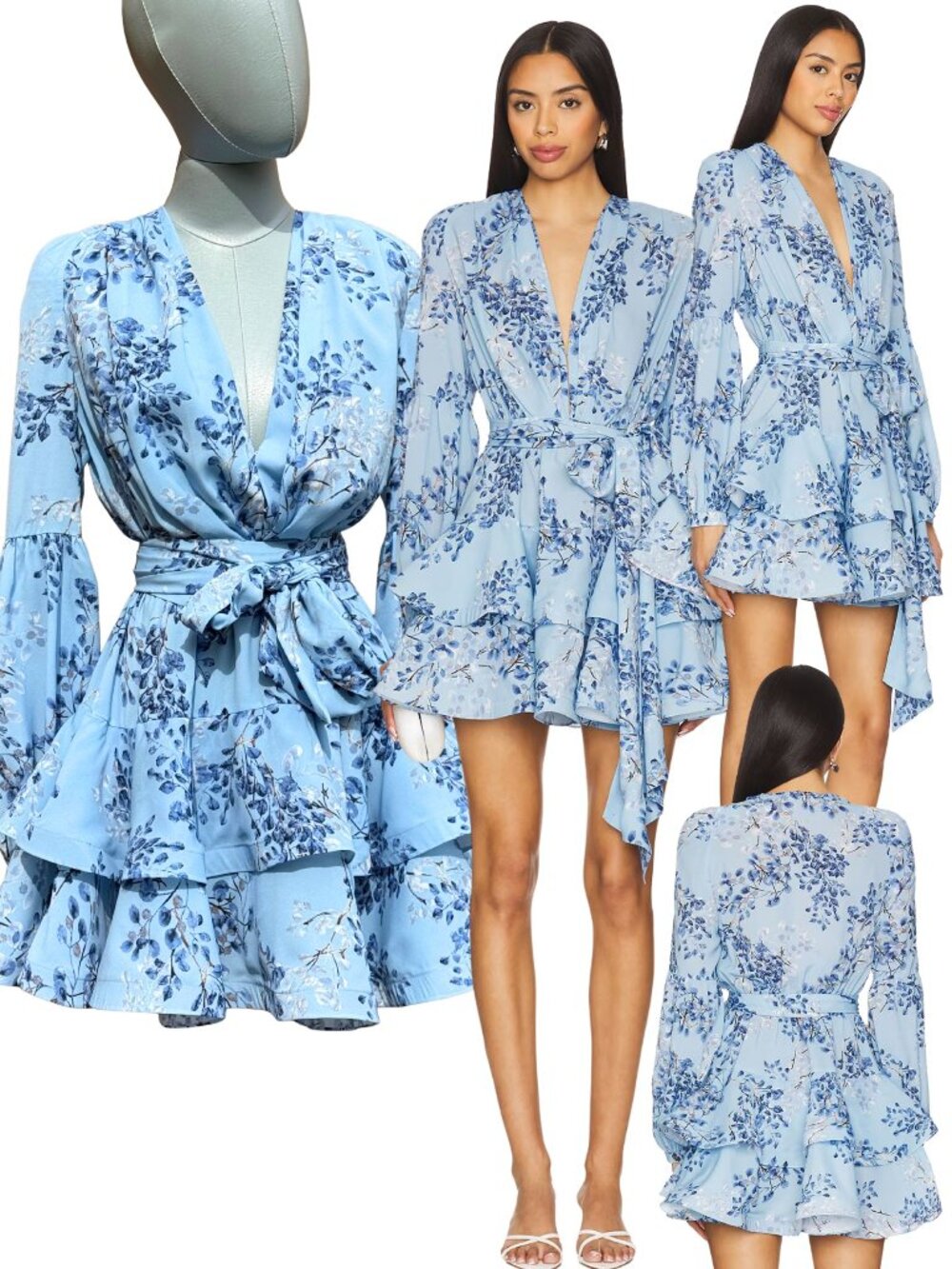 🆕 BRONX & BANCO 🧿 NWOT Bedouin Blue Poppy Tiered Mini Dress - Sz XS US